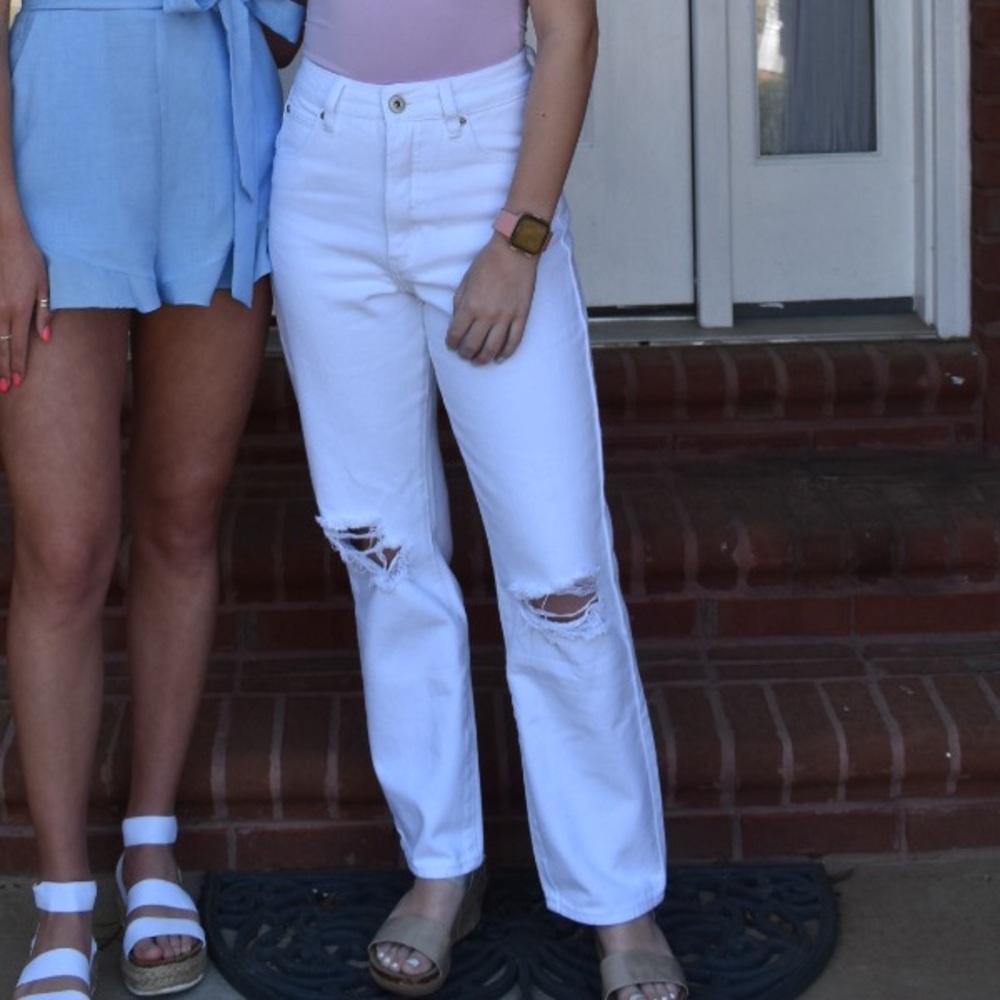 Tiger mist white ripped jeans